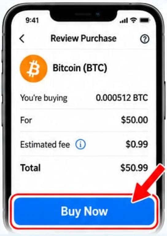 Venmo Review Purchase screen with the Buy Now button highlighted